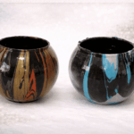 Gold & Mango or Turquoise & Silver Round Vase